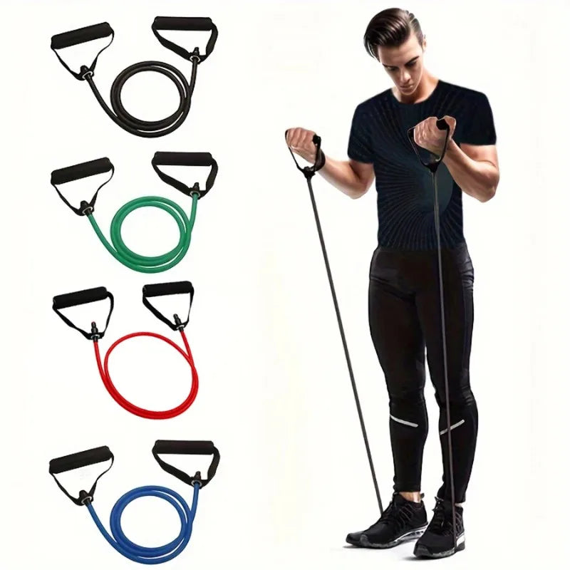 1pc 4-Resistance Levels Handle-Style Resistance Bands for Home Strength Training Yoga Pilates Full Body Durable Premium