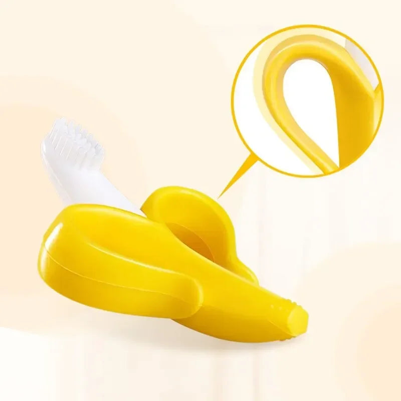 Banana-Shaped Silicone Baby Teething Toothbrush & BPA-Free Teether for Toddlers