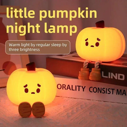 Silicone LED Pumpkin Night Light with Soft Glow for Kids' Bedroom & Bedside Decor