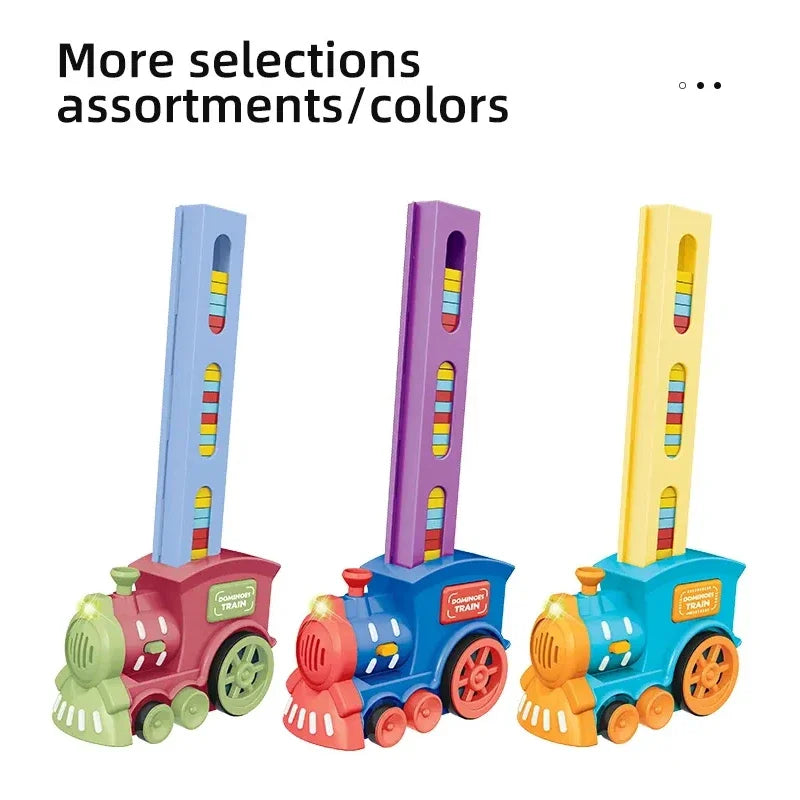Children Electric Laying Domino Train Automatic Card Casting Brick Block Set Creative Parent-Child Interactive Education DIY Toy