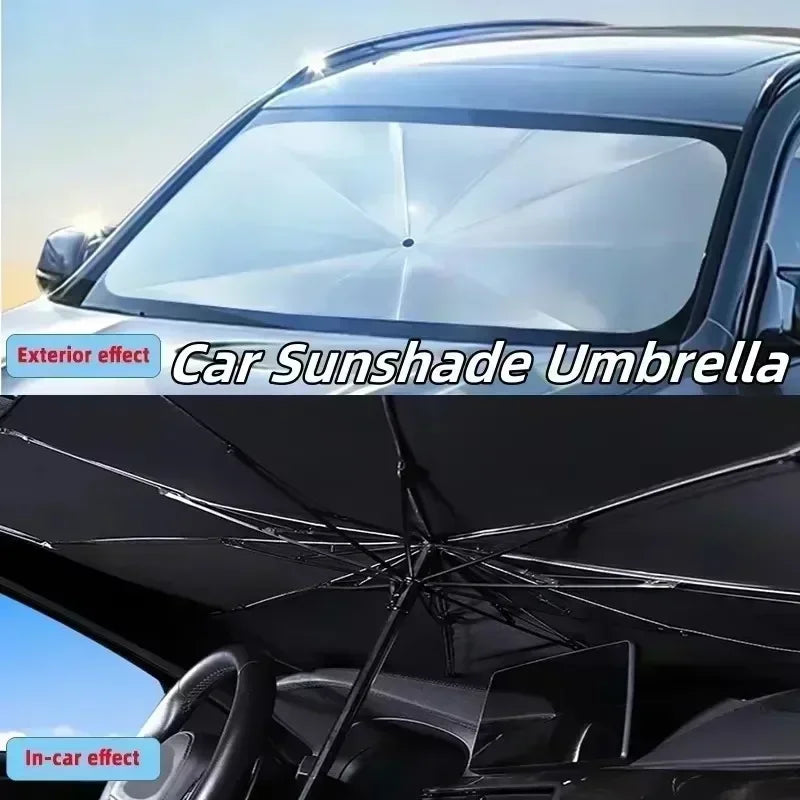 Car Windshield Sun Shade Umbrella,UV Rays Protector & Heat Block Reflector Retractable Front Window Sun Shades Umbrella Shield