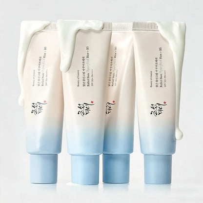 واقي شمسي "بيوتي أوف جوسون" بمعامل حماية SPF50+ للجسم والوجه، كريم واقي شمسي ببروبيوتيك الأرز، كريم مرطب خفيف للوجه 50 مل