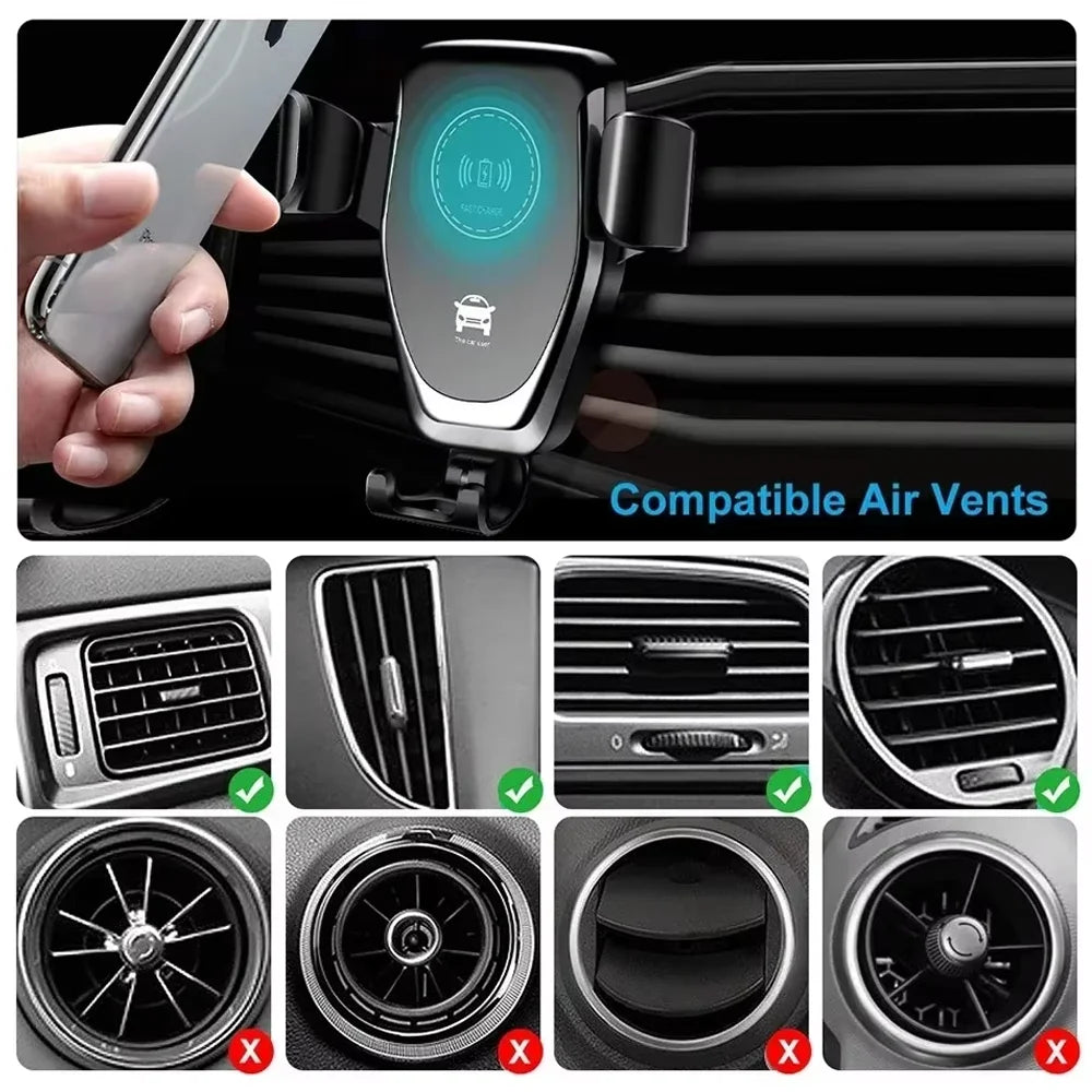 Wireless Car Charger Mobile Phone Holder Gravity Induction Car Air Outlet Fast Wireless Charging Stand for iPhone Samsung Xiaomi