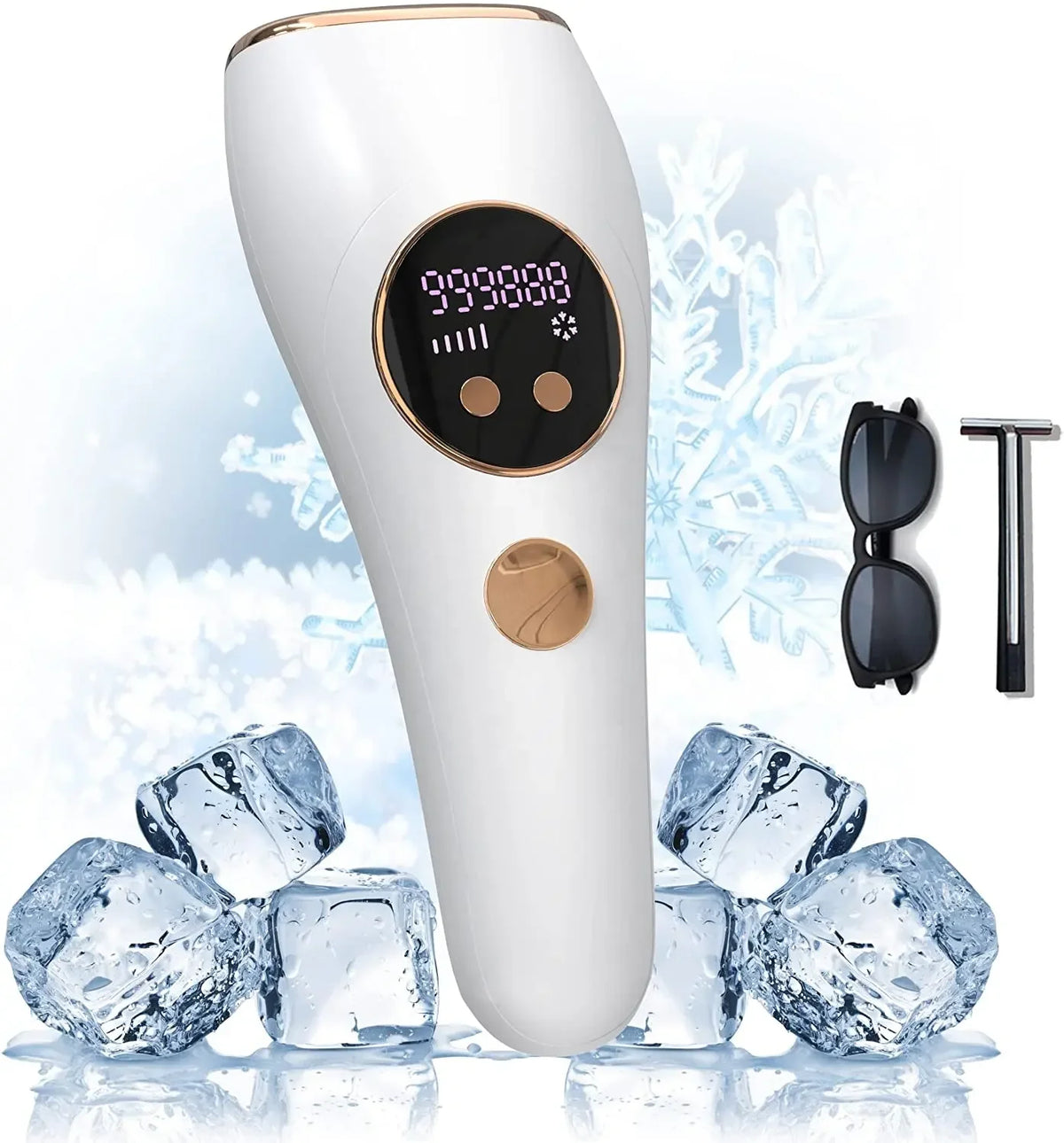 IPL Hair Removal Device with Ice Cooling | Portable At-Home IPL Epilator for Face & Body
