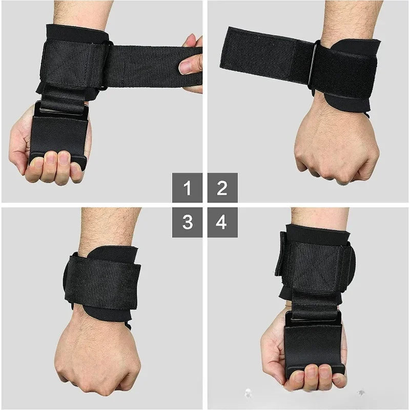 Weight Lifting Hooks Pair Heavy Duty Power Wrist Straps Hand Grip Support For Deadlifts Pull Ups Gym Gloves For Men and Women