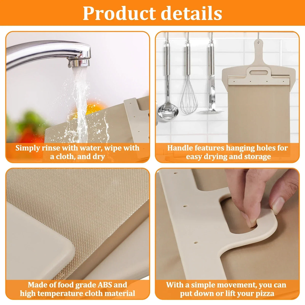 Non-Stick Portable Pizza Shovel with High-Temperature Cloth Slider Kitchen Paddle for Easy Sliding