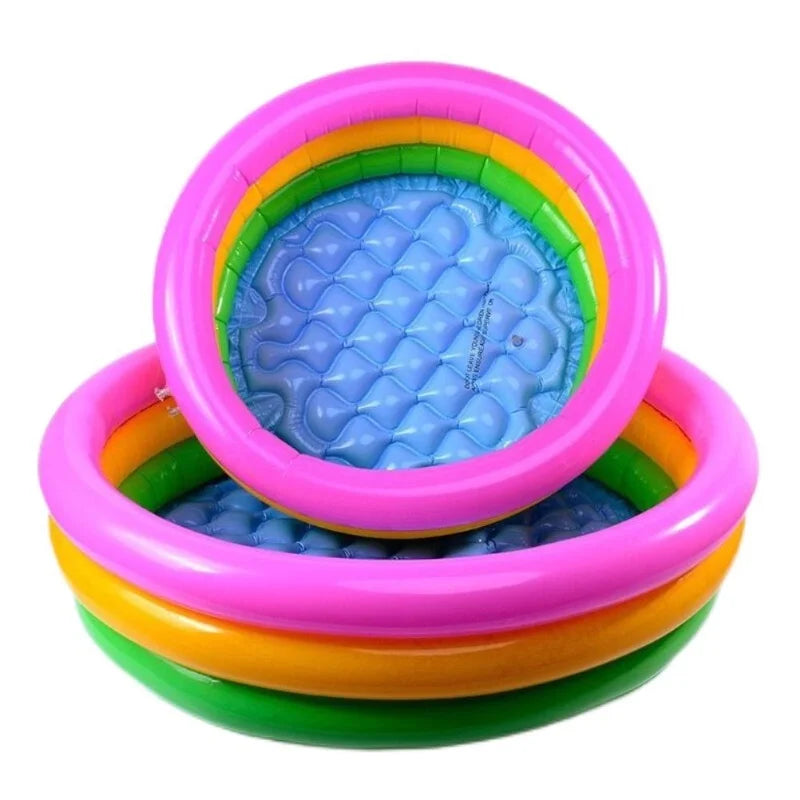 60cm/90cm/114cm Baby Swimming Pool 3 Color Rainbow Round PVC Inflatable Children Little Pump Pool Blow Up Kids Padding Pool