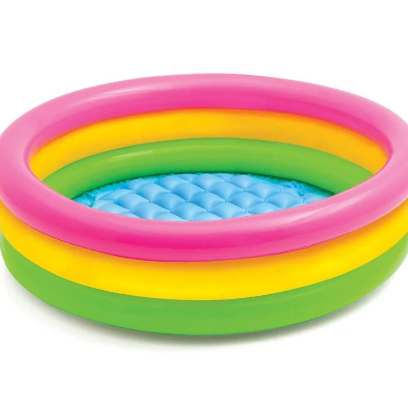 60cm/90cm/114cm Baby Swimming Pool 3 Color Rainbow Round PVC Inflatable Children Little Pump Pool Blow Up Kids Padding Pool