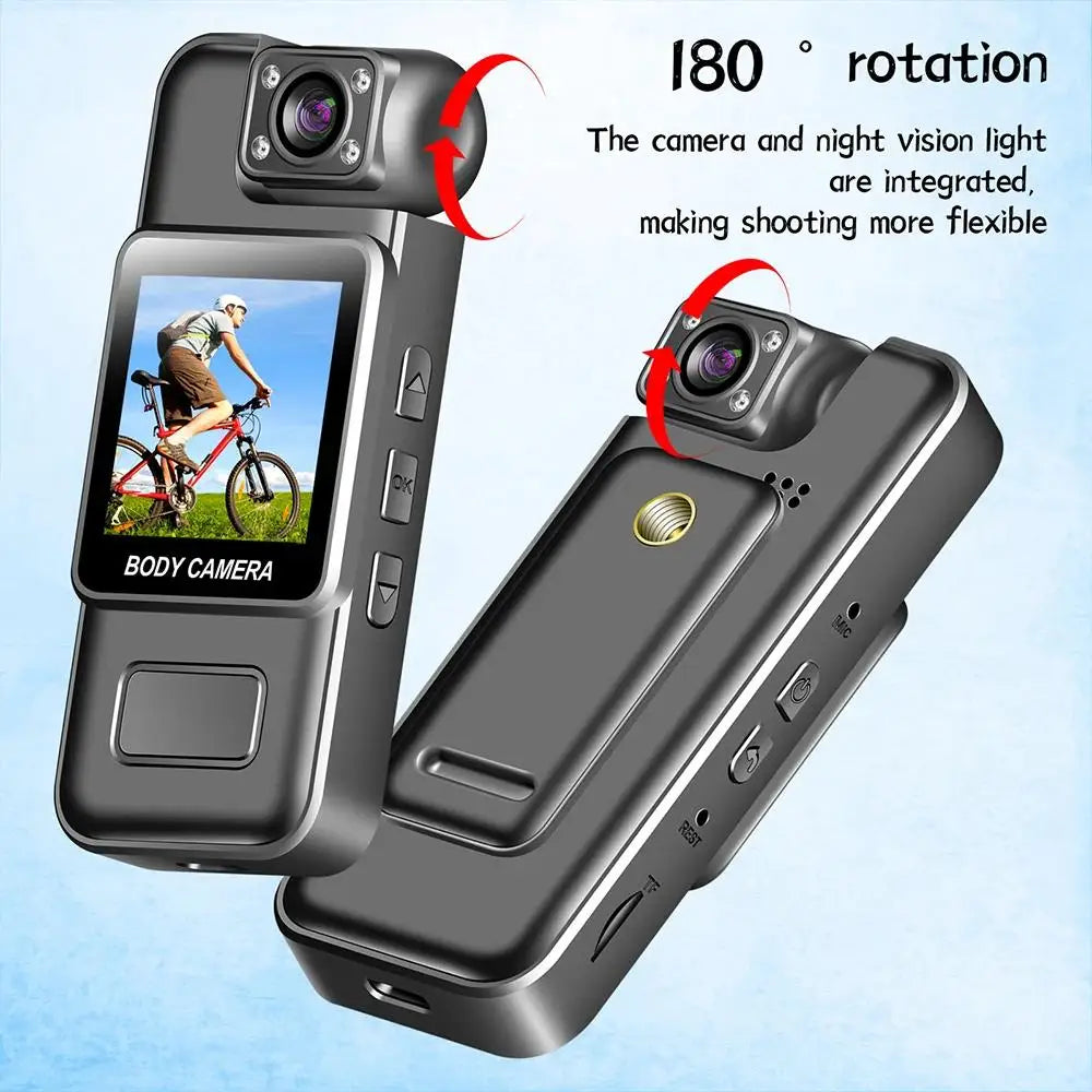 4K Ultra HD Body Worn Camera, Portable Wearable Mini BodyCam with Night Vision, 180° Rotatable Lens, Long Battery Life Video Rec