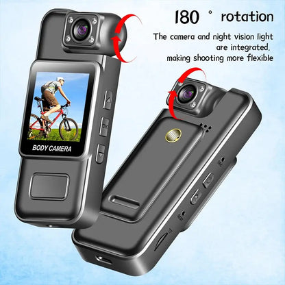 4K Ultra HD Body Worn Camera | Portable Mini Body Camera with Night Vision & 180° Rotatable Lens