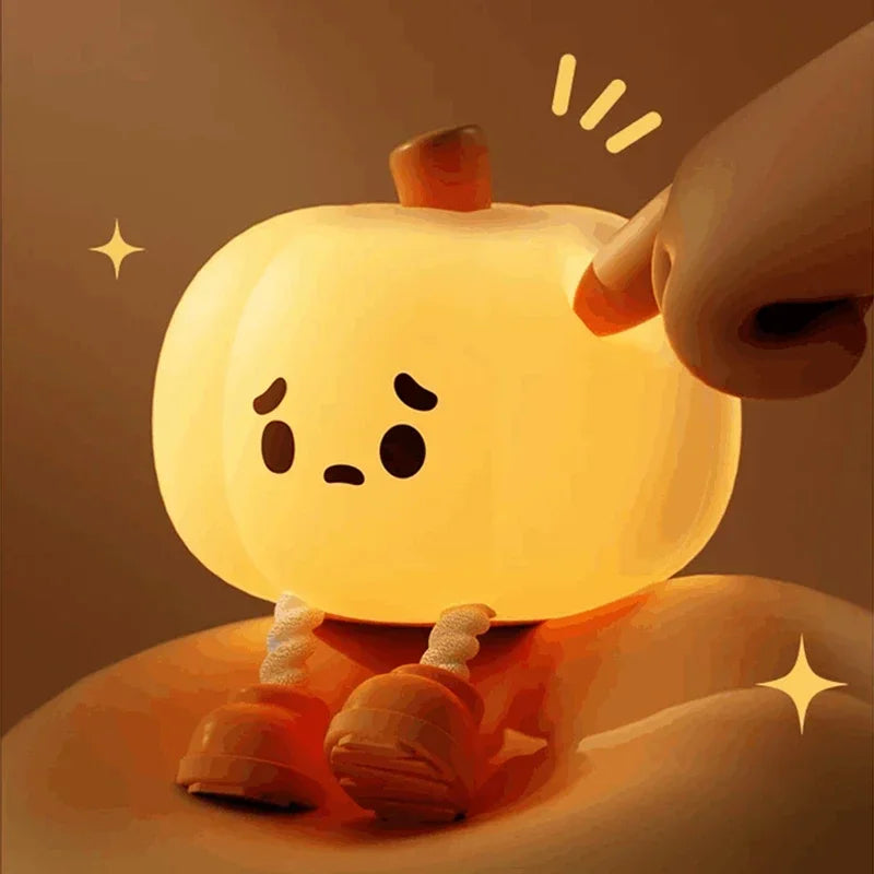 Silicone LED Pumpkin Night Light with Soft Glow for Kids' Bedroom & Bedside Decor