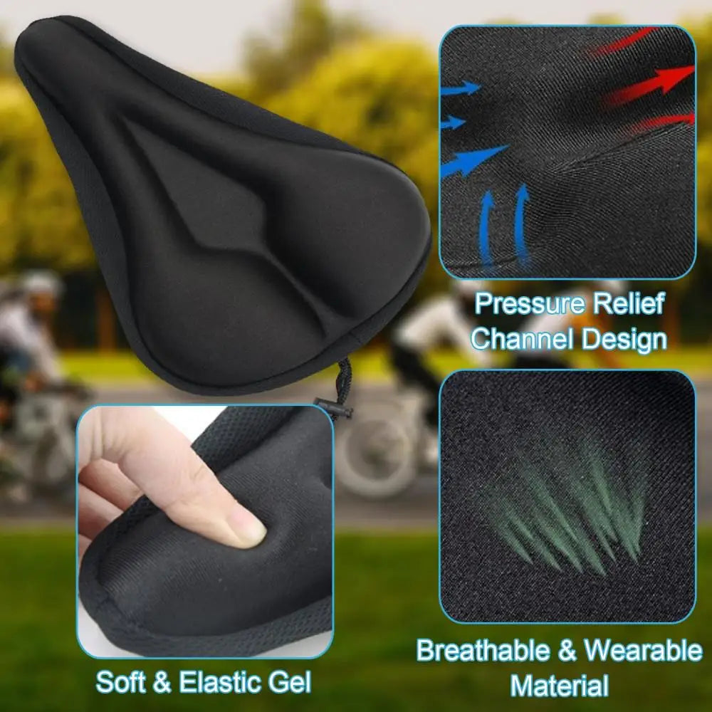 DOMEN Bicycle 3D Sponge Soft Saddle Seat Cover Bike Seat Cover Silicone Soft Pad Bike Seat Breathable Cushion Bike Accessories