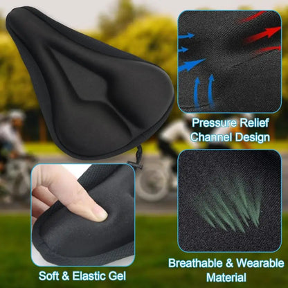 DOMEN 3D Bicycle Saddle Seat Cover | Soft Silicone Bike Seat Cushion with Breathable Sponge Padding