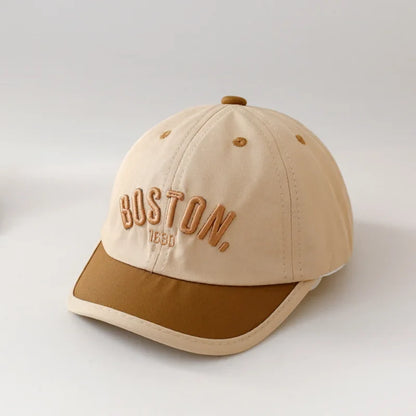 Baby Baseball Cap with Letter Embroidery – Short Brim Sun Hat for Boys and Girls
