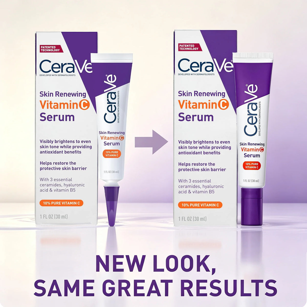 CeraVe Vitamin C Serum 10% Pure, Hyaluronic Acid & 3 Ceramides, Fragrance-Free Brightening Antioxidant Serum for Face, 1oz