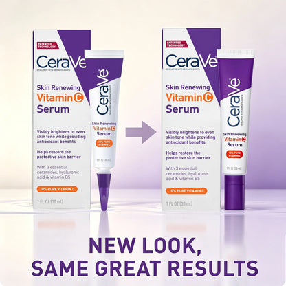 CeraVe Vitamin C Serum 10% Pure Vitamin C, Hyaluronic Acid & 3 Ceramides, Fragrance-Free Facial Brightening Antioxidant Serum, 1 oz