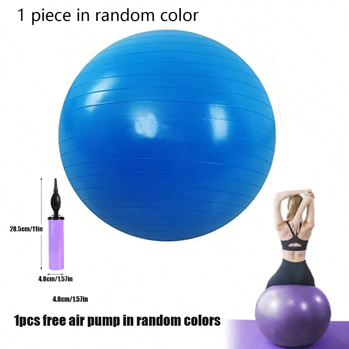 1pcs Fitness explosion-proof anti slip yoga ball with quick inflation pump, capable of bearing 2000 pounds