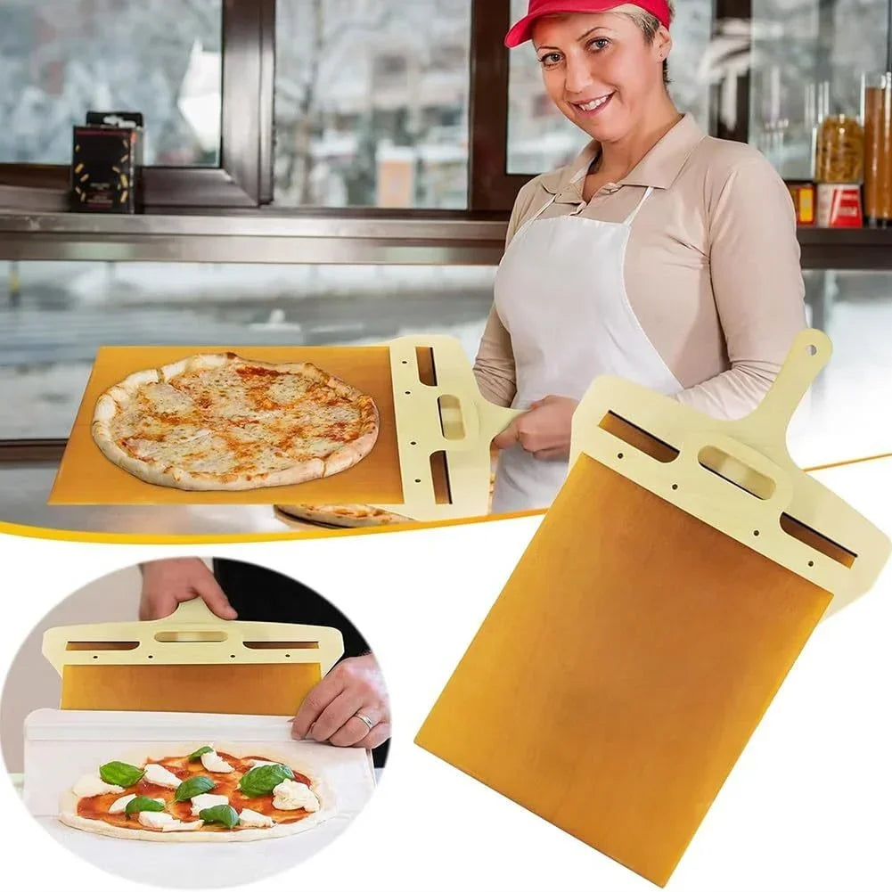Non-Stick Portable Pizza Shovel with High-Temperature Cloth Slider Kitchen Paddle for Easy Sliding