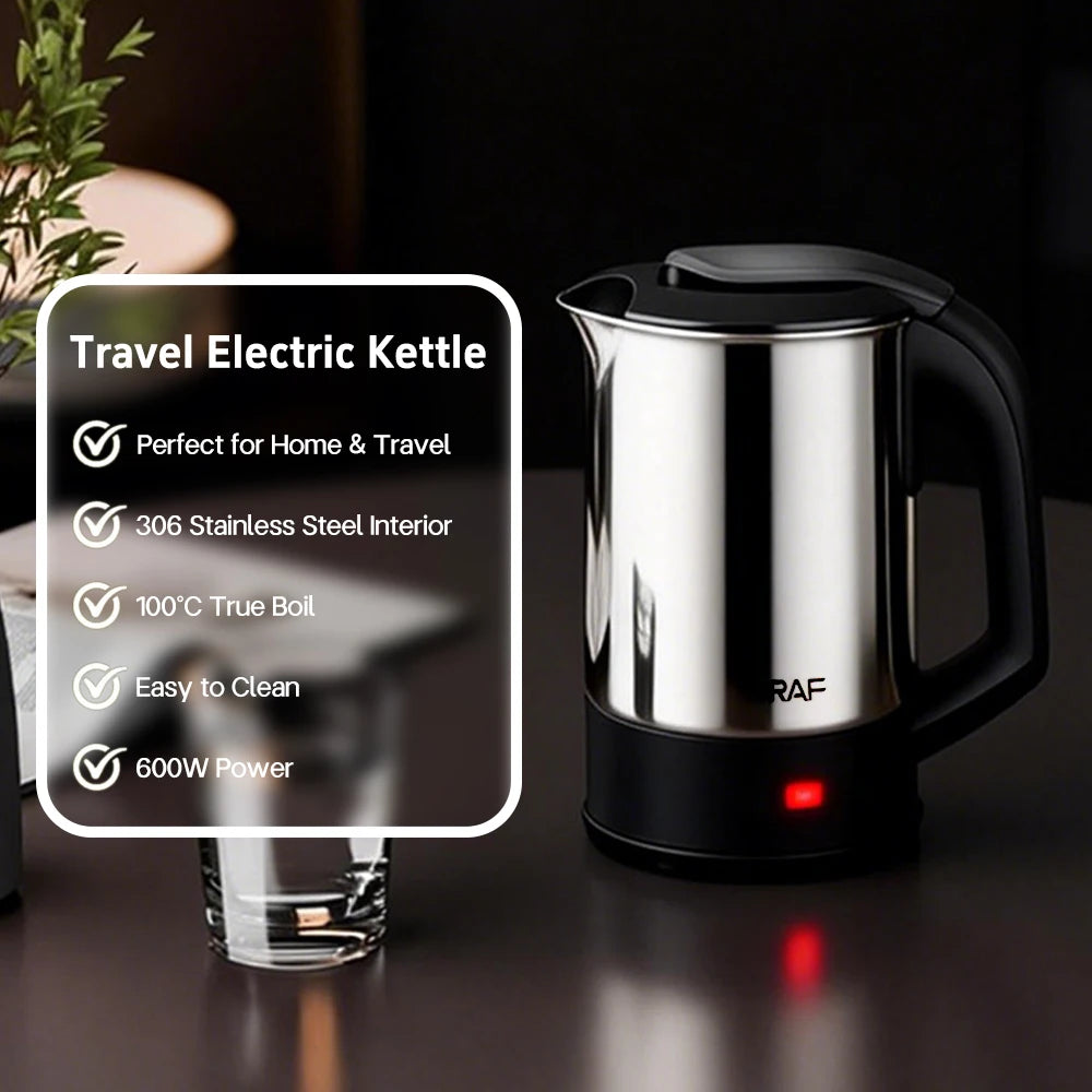 Mini Electric Kettle Tea Coffee Stainless Steel 1000W Portable Travel Water Boiler Pot 0.5L For Hotel Family Trip
