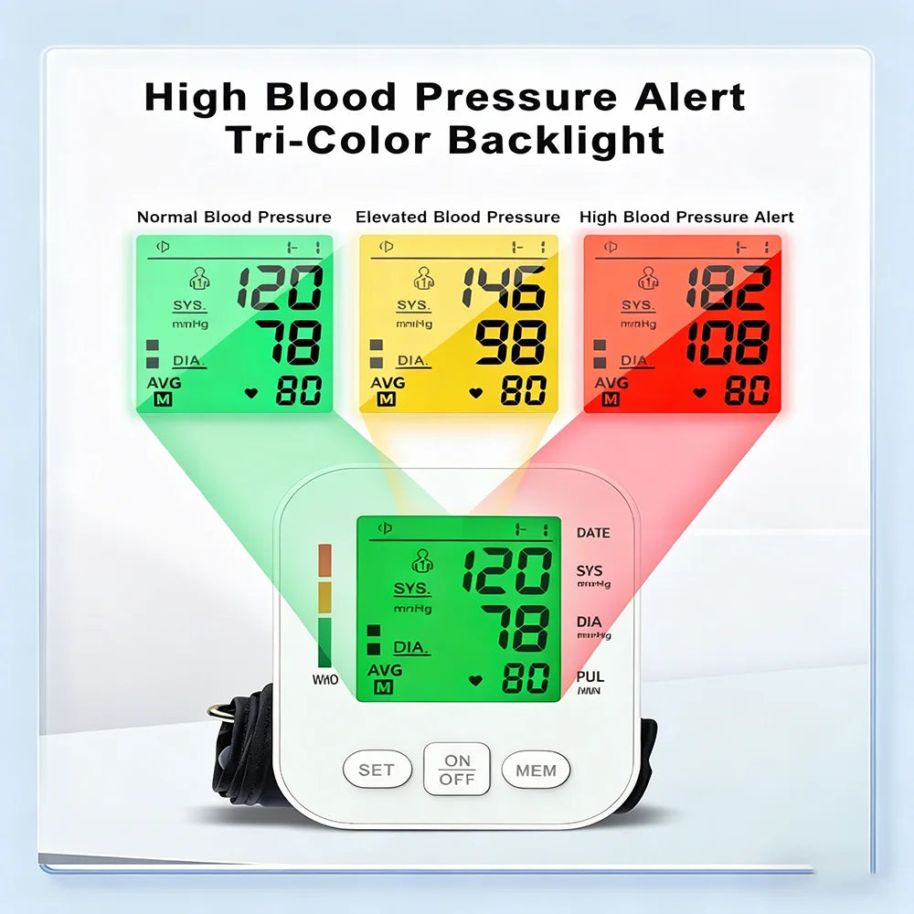 HUBLIZER Automatic Blood Pressure Monitor Upper Arm BP Testing Kit Digital Sphygmomanometer Tonometer for Home Medical Use