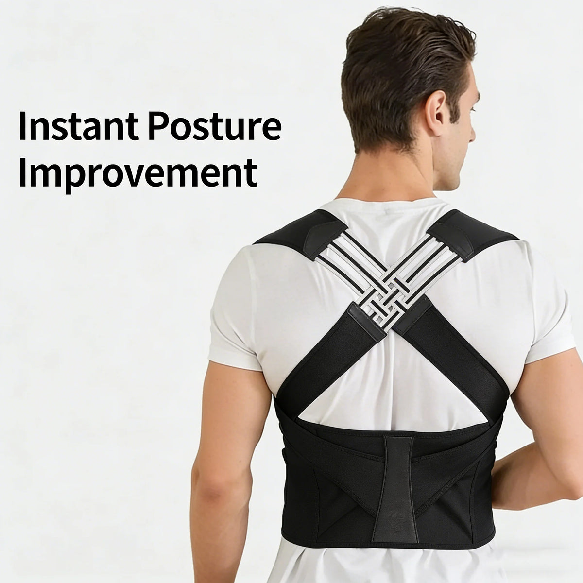 Posture Corrector for Men Women, Adjustable Back Brace with Cross Support Straps, Upper & Lower Back Support to Improve Posture