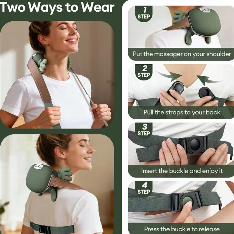 Wireless Neck Cervical Trapezius Kneading Massage Shawl 4D Bionic Finger Neck Shoulder Massager Brushless Motor Neck Masajeador