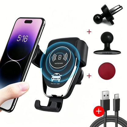 Wireless Car Charger Phone Holder Gravity Sensor Mount for Air Vent Fast Charging