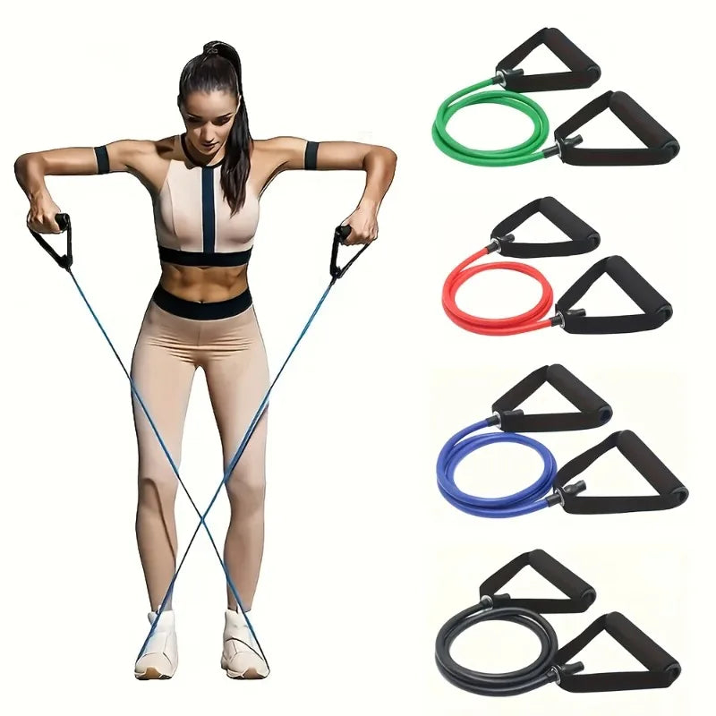 1pc 4-Resistance Levels Handle-Style Resistance Bands for Home Strength Training Yoga Pilates Full Body Durable Premium
