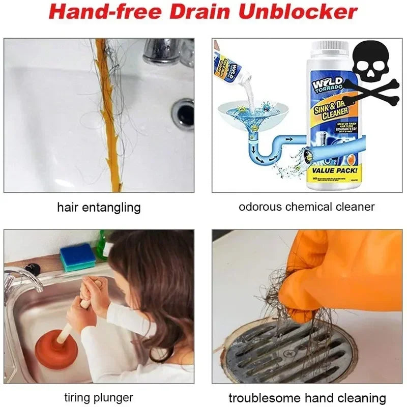 60cm Sink Drain Clog Remover Graspable Pickup Tool Shower Hair Clog Remover Downspout Drain Cleaning Tools Pipeline Dredging