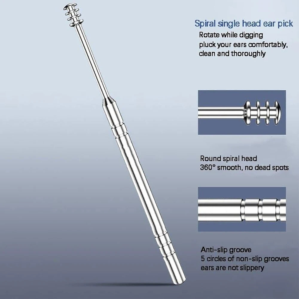 6Pcs/Set Ear Cleaner Ear Care Gadget Earpick Ear Wax Remover Ear Spoon Curette Ear Cleaning Spiral Earpicks Easy Earwax Removal