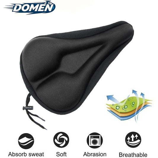DOMEN 3D Bicycle Saddle Seat Cover | Soft Silicone Bike Seat Cushion with Breathable Sponge Padding