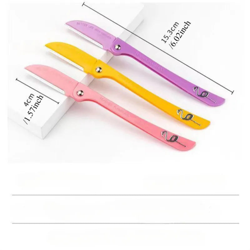 1/3PCS Foldable Eyebrow Trimmer Safety Type with Handle Scraper Blade Sharp Eyebrow Scraper Beauty Tool Folding Set