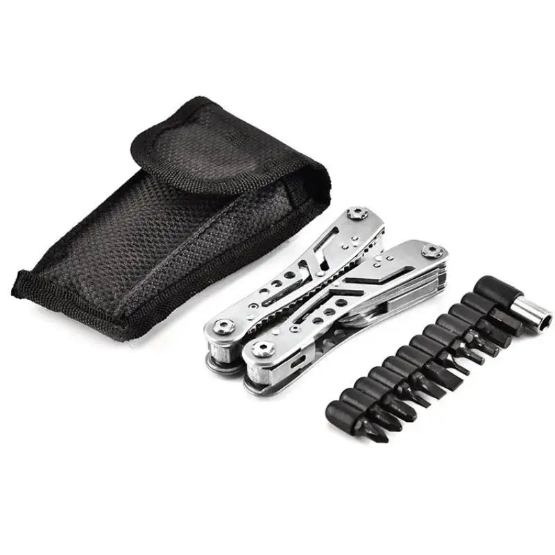 11in 1 Combination Foldable Multifunctional Pliers Portable Emergency Survival Camping Tool with 12 Screwdriver Head Mini Knife