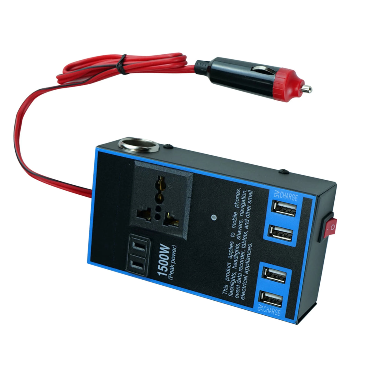 1500W Car Power Inverter – 12V/24V DC to AC Power Converter