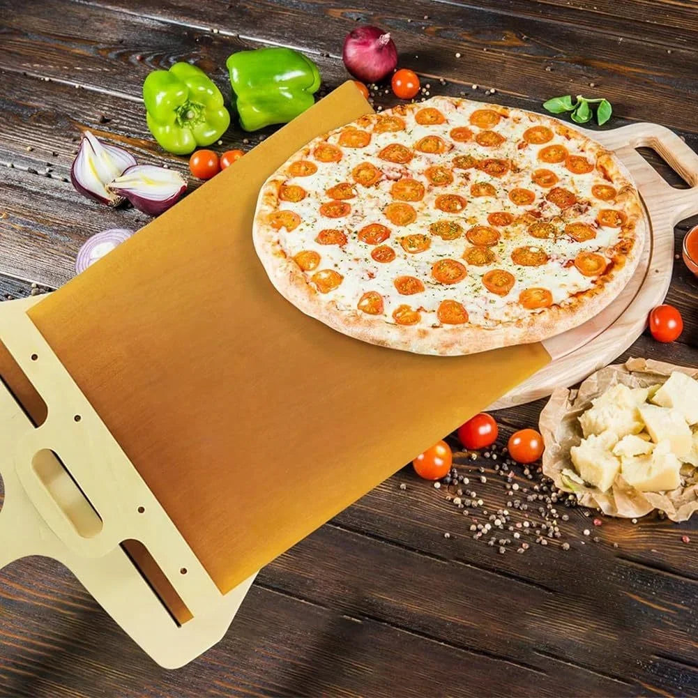 Non-Stick Portable Pizza Shovel with High-Temperature Cloth Slider Kitchen Paddle for Easy Sliding