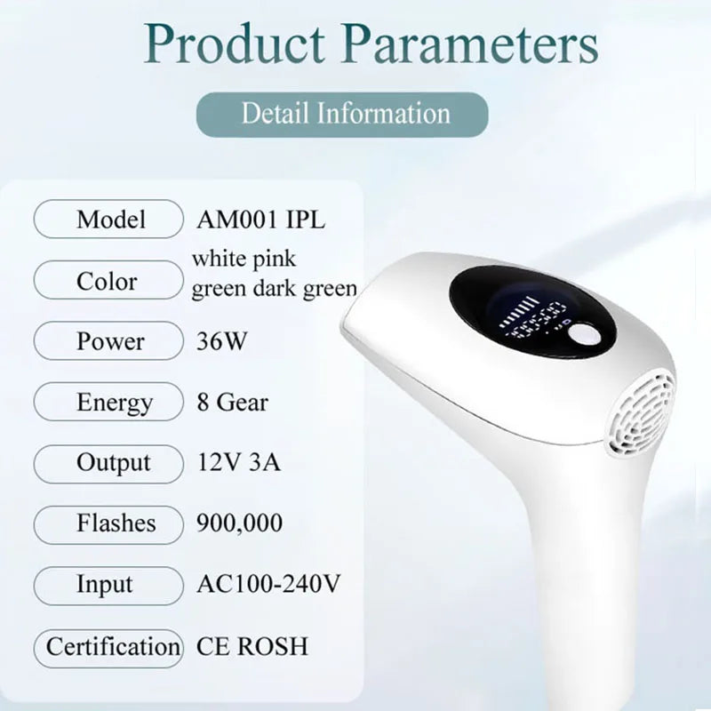 Professional IPL Hair Remover, Household Full‑Body Epilator Suitable for Women Daily Body Hair Removal