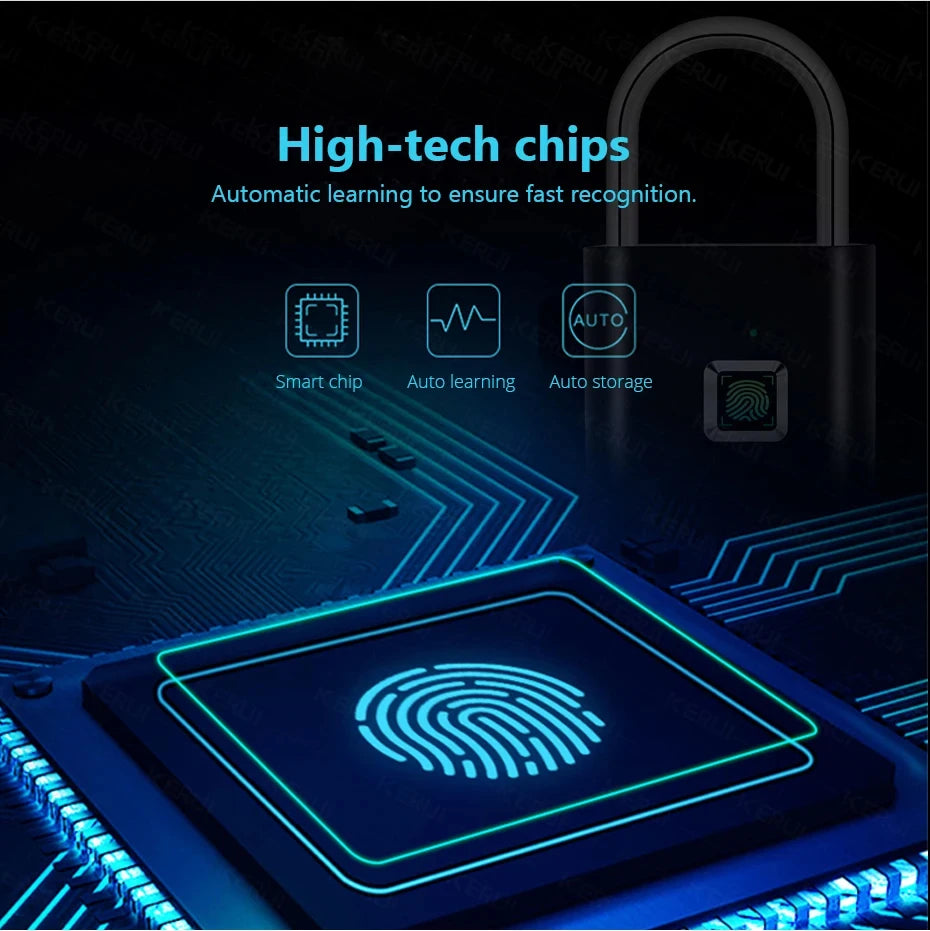 Smart Fingerprint Padlock – Waterproof Keyless Rechargeable Security Lock