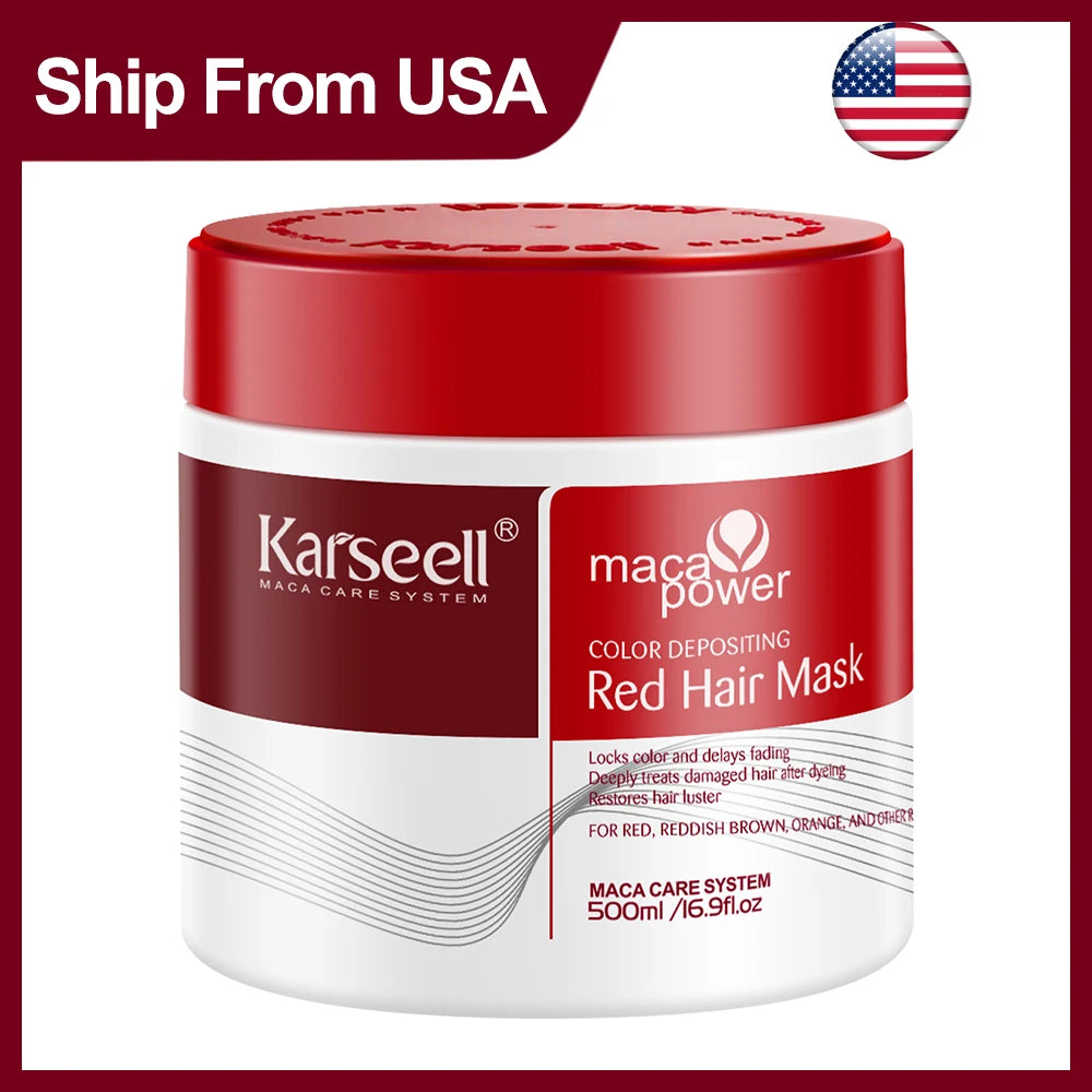 Karseell 500ml Color Depositing Red Hair Mask Color Boosting Conditioner, Hydrates and Enhances Red Tones for Color-Treated Hair