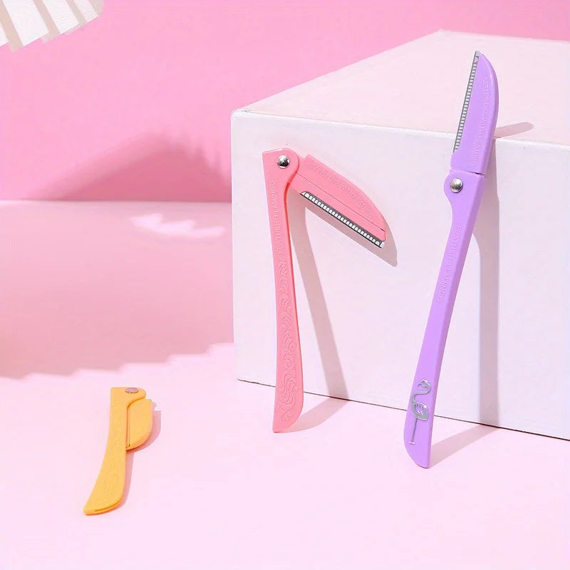 1/3PCS Foldable Eyebrow Trimmer Safety Type with Handle Scraper Blade Sharp Eyebrow Scraper Beauty Tool Folding Set