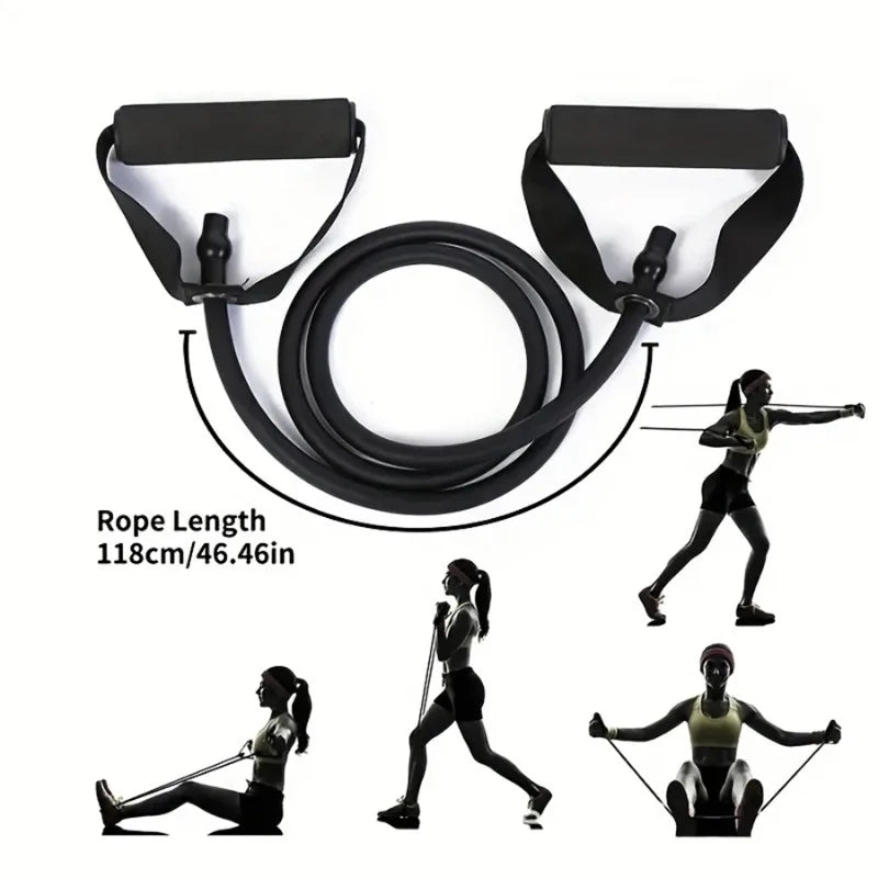 1pc 4-Resistance Levels Handle-Style Resistance Bands for Home Strength Training Yoga Pilates Full Body Durable Premium