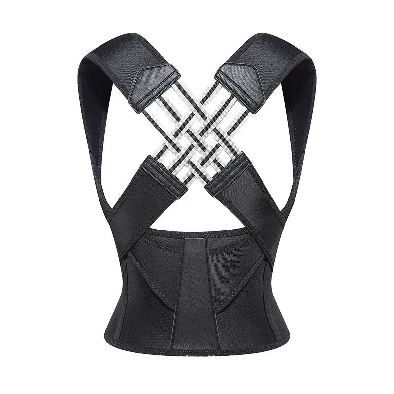 Posture Corrector for Men Women, Adjustable Back Brace with Cross Support Straps, Upper & Lower Back Support to Improve Posture
