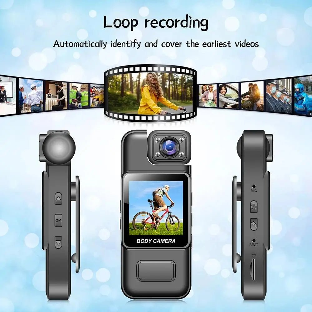 4K Ultra HD Body Worn Camera, Portable Wearable Mini BodyCam with Night Vision, 180° Rotatable Lens, Long Battery Life Video Rec