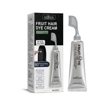 EELHOE Natural Hair Dye Cream with Comb – Gray & White Hair Coverage 80ml