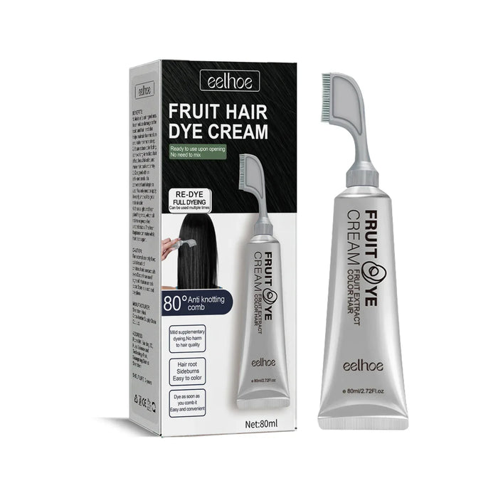 EELHOE Natural Hair Dye Cream with Comb – Gray & White Hair Coverage 80ml