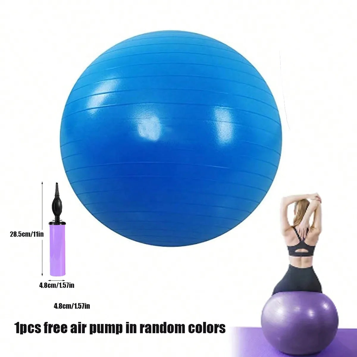 1pcs Fitness explosion-proof anti slip yoga ball with quick inflation pump, capable of bearing 2000 pounds