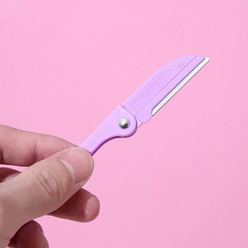 1/3PCS Foldable Eyebrow Trimmer Safety Type with Handle Scraper Blade Sharp Eyebrow Scraper Beauty Tool Folding Set