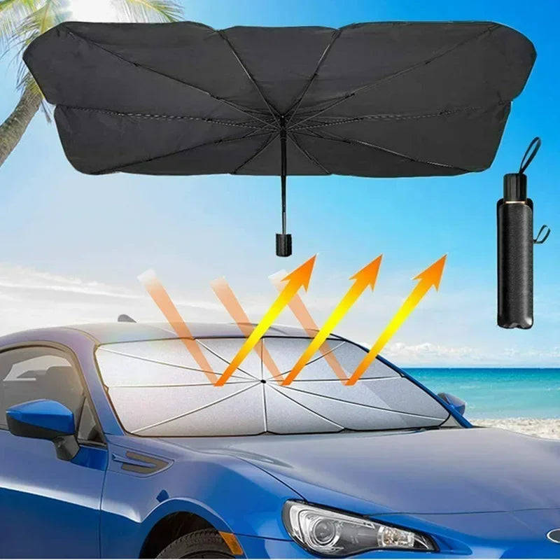 Car Windshield Sun Shade Umbrella,UV Rays Protector & Heat Block Reflector Retractable Front Window Sun Shades Umbrella Shield