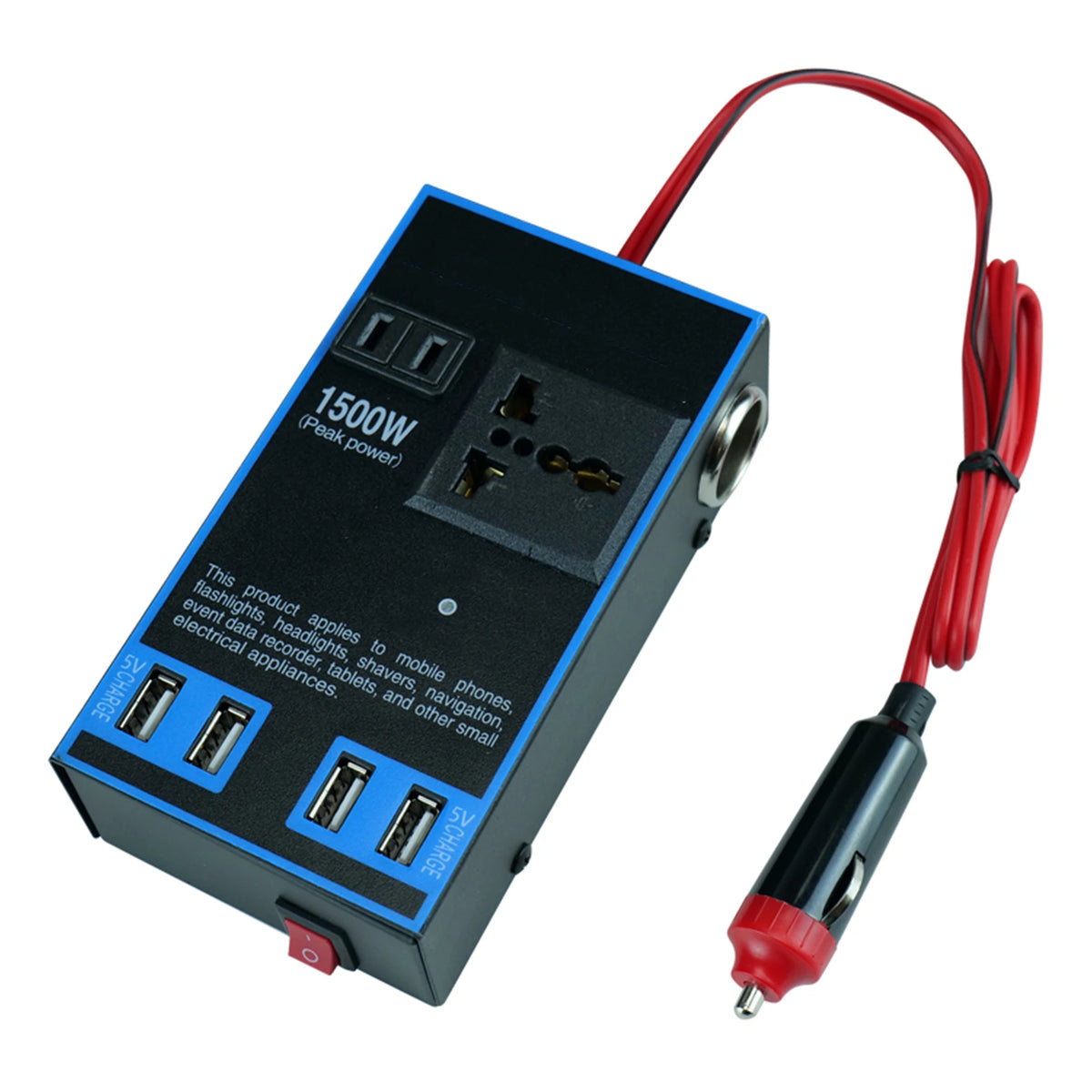 1500W Car Power Inverter – 12V/24V DC to AC Power Converter