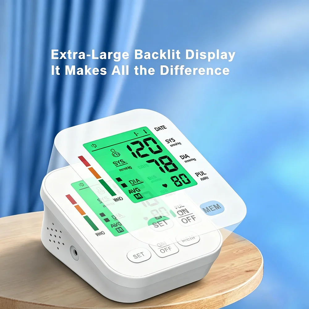 HUBLIZER Automatic Blood Pressure Monitor Upper Arm BP Testing Kit Digital Sphygmomanometer Tonometer for Home Medical Use