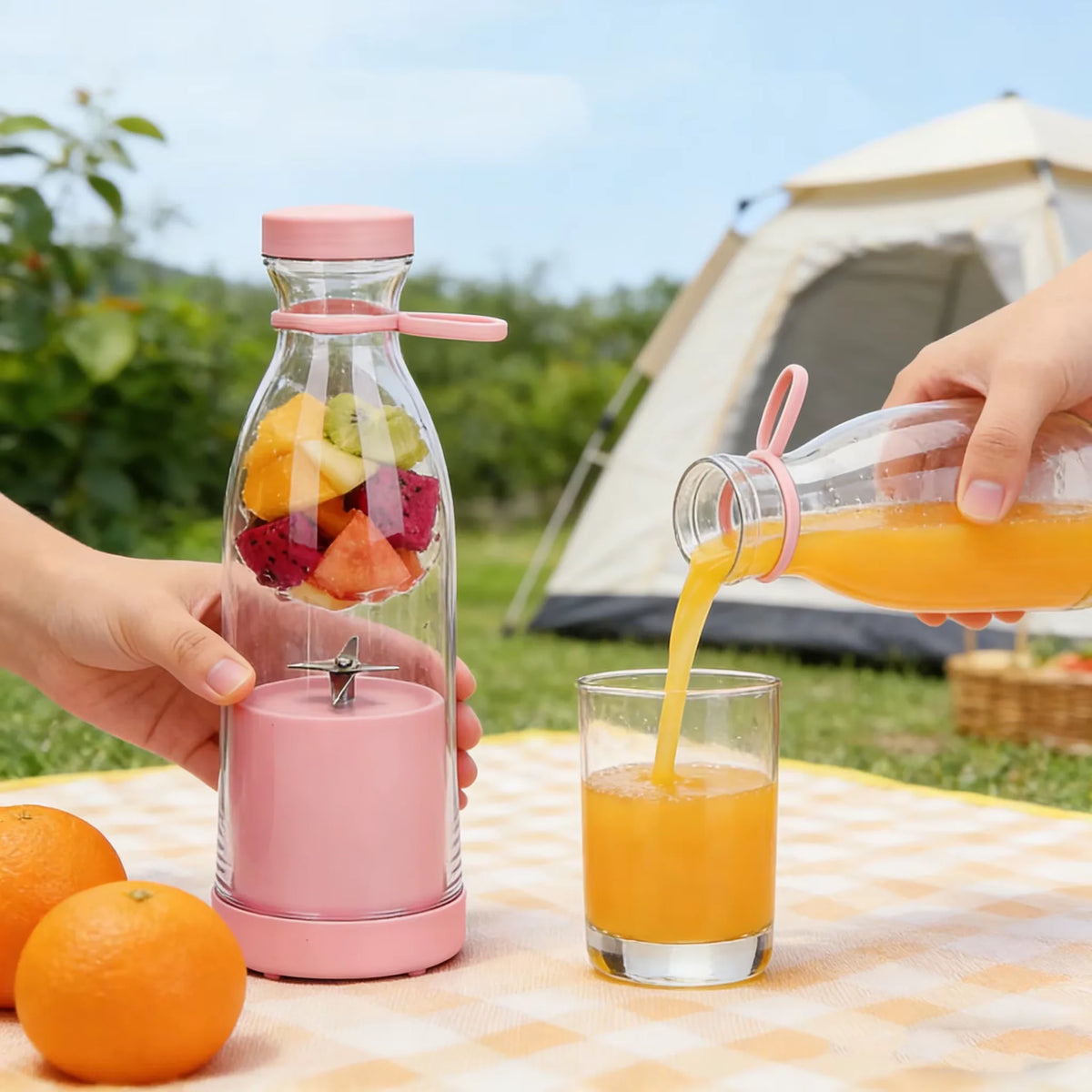 420ml Home Juice Cup with Removable Cutter Head Leak-Proof Lid Powerful Mini Blender Portable Electric Juicer Cup Kitchen Tool